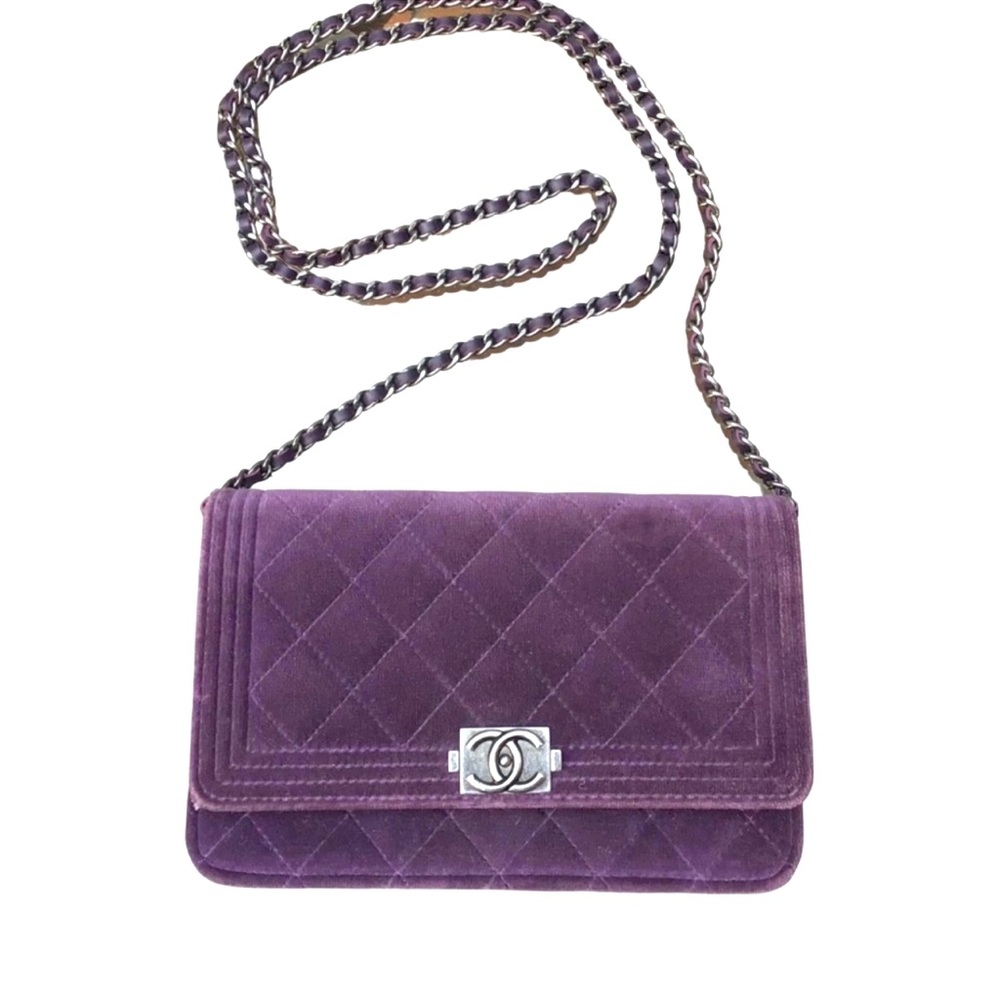 Chanel Boy Bag Purple Velvet Wallet on Chain
WOC Silver Hardware Authentic
